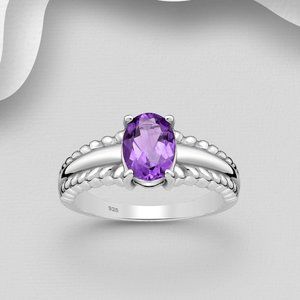 Scalloped Amethyst and Sterling Silver Ring